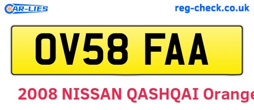 OV58FAA are the vehicle registration plates.