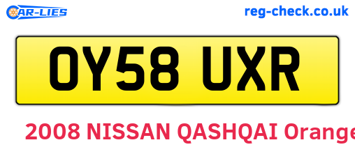 OY58UXR are the vehicle registration plates.
