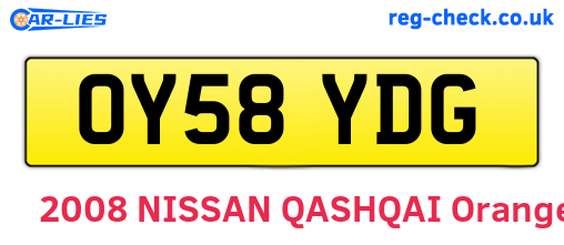 OY58YDG are the vehicle registration plates.
