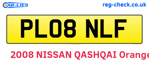 PL08NLF are the vehicle registration plates.