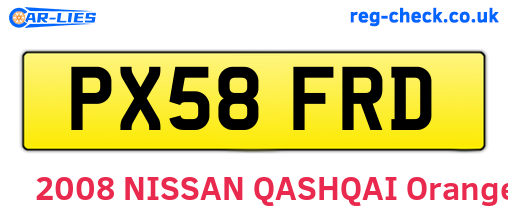 PX58FRD are the vehicle registration plates.