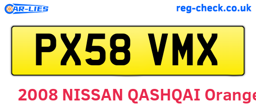 PX58VMX are the vehicle registration plates.