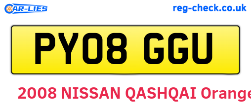 PY08GGU are the vehicle registration plates.