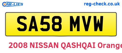 SA58MVW are the vehicle registration plates.