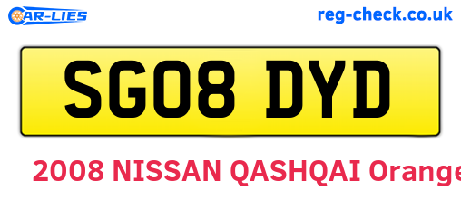 SG08DYD are the vehicle registration plates.