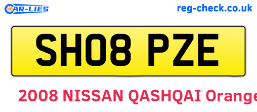 SH08PZE are the vehicle registration plates.
