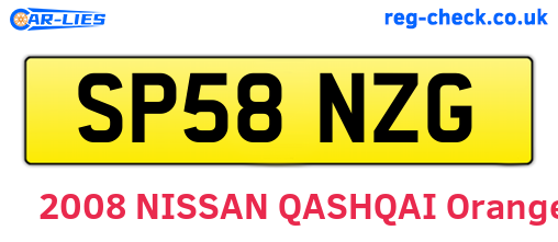 SP58NZG are the vehicle registration plates.