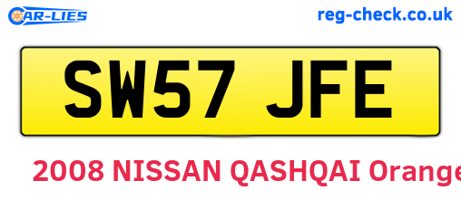 SW57JFE are the vehicle registration plates.