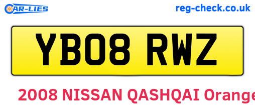 YB08RWZ are the vehicle registration plates.