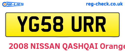 YG58URR are the vehicle registration plates.