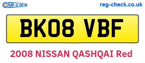 BK08VBF are the vehicle registration plates.