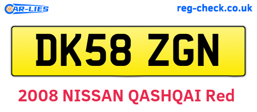 DK58ZGN are the vehicle registration plates.