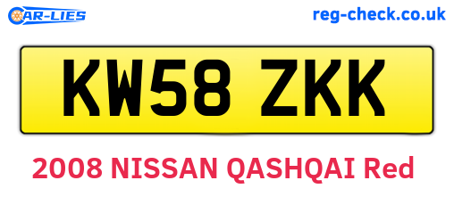 KW58ZKK are the vehicle registration plates.