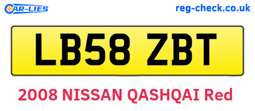 LB58ZBT are the vehicle registration plates.