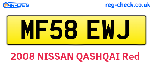 MF58EWJ are the vehicle registration plates.