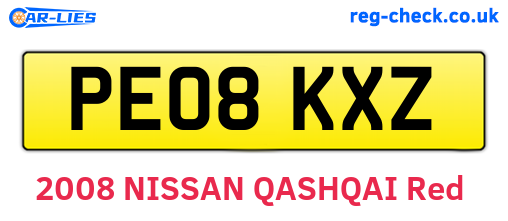 PE08KXZ are the vehicle registration plates.