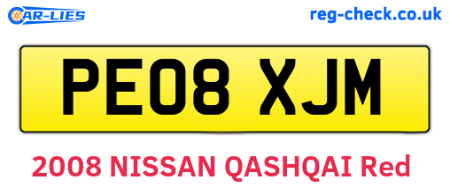 PE08XJM are the vehicle registration plates.