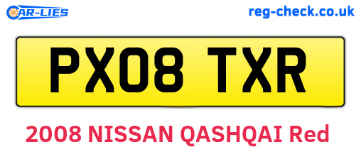PX08TXR are the vehicle registration plates.
