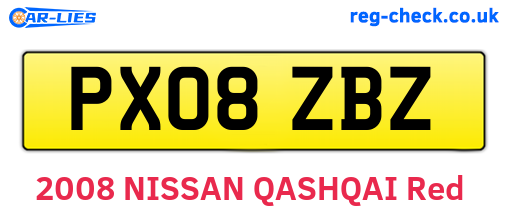 PX08ZBZ are the vehicle registration plates.
