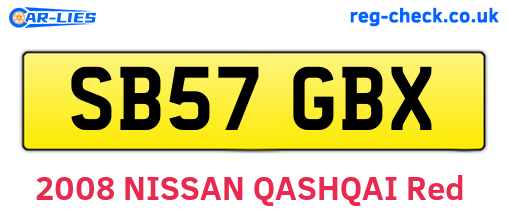 SB57GBX are the vehicle registration plates.