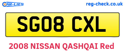 SG08CXL are the vehicle registration plates.