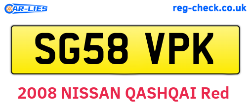 SG58VPK are the vehicle registration plates.
