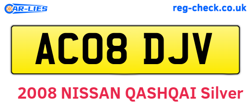 AC08DJV are the vehicle registration plates.