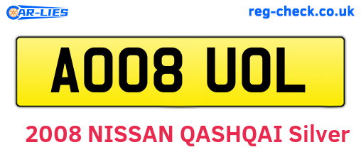 AO08UOL are the vehicle registration plates.