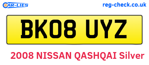 BK08UYZ are the vehicle registration plates.