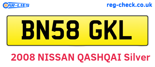 BN58GKL are the vehicle registration plates.