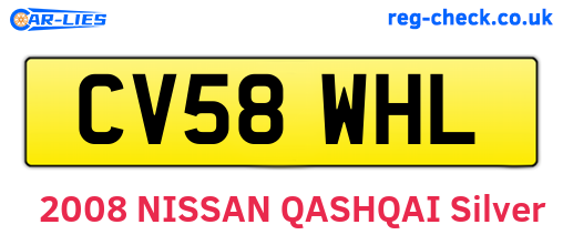 CV58WHL are the vehicle registration plates.