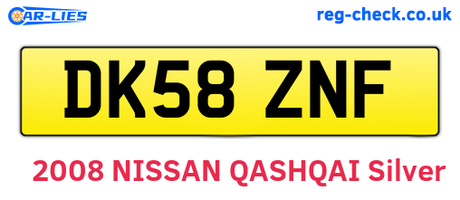 DK58ZNF are the vehicle registration plates.