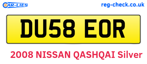 DU58EOR are the vehicle registration plates.