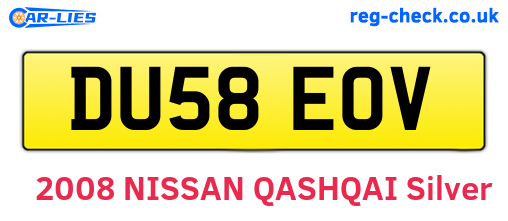 DU58EOV are the vehicle registration plates.