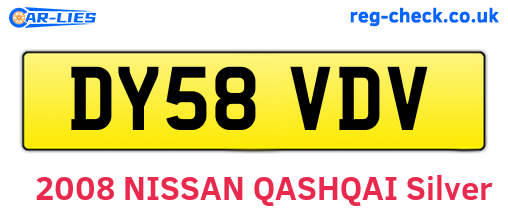 DY58VDV are the vehicle registration plates.