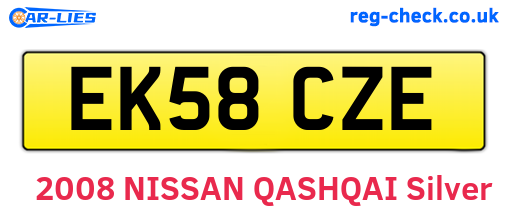 EK58CZE are the vehicle registration plates.