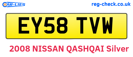 EY58TVW are the vehicle registration plates.
