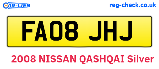 FA08JHJ are the vehicle registration plates.