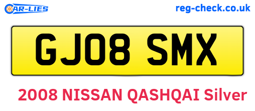 GJ08SMX are the vehicle registration plates.