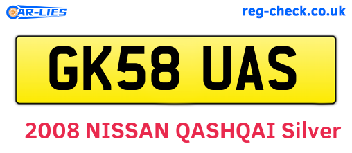 GK58UAS are the vehicle registration plates.