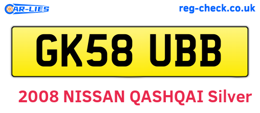 GK58UBB are the vehicle registration plates.