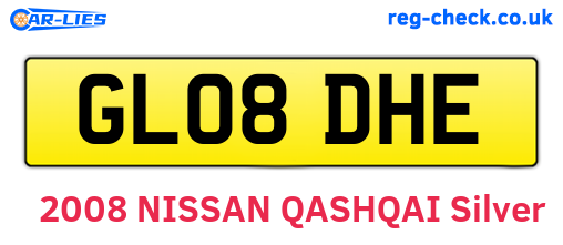 GL08DHE are the vehicle registration plates.