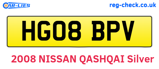 HG08BPV are the vehicle registration plates.