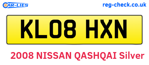 KL08HXN are the vehicle registration plates.