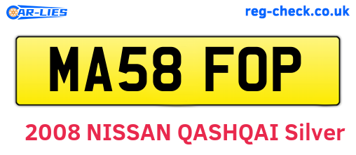 MA58FOP are the vehicle registration plates.