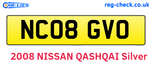 NC08GVO are the vehicle registration plates.