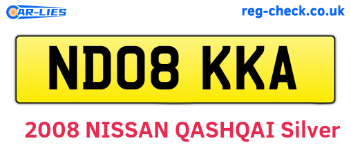 ND08KKA are the vehicle registration plates.