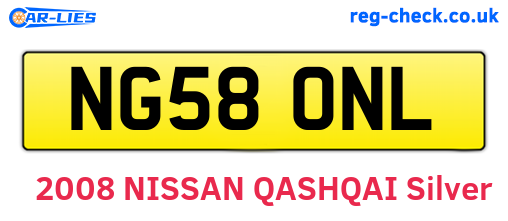 NG58ONL are the vehicle registration plates.