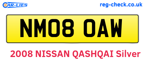 NM08OAW are the vehicle registration plates.