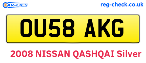 OU58AKG are the vehicle registration plates.